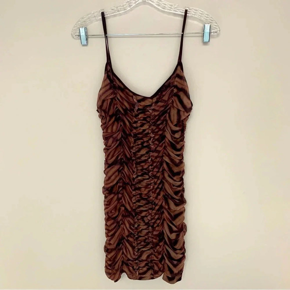 Urban Outfitters Dresses & Skirts - Urban Outfitters Leopard  Print Ruched Mini Dress L